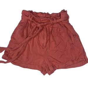 F21 Belted High-Rise Paperbag Shorts